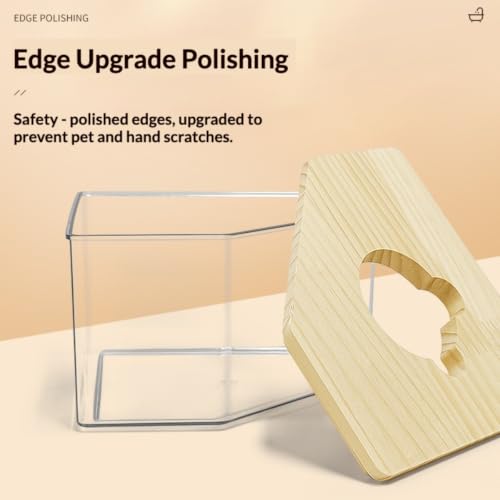 Clear Acrylic Hamster Sand Bath Box with Wood Lid Pet Sandbox (D Small)