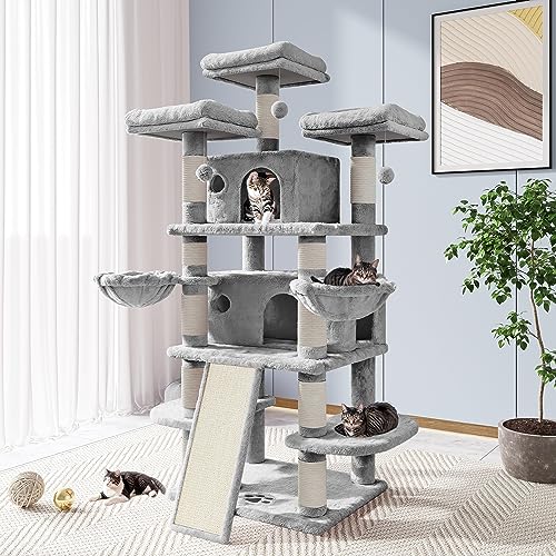 68 Inches Cat Tree (68 in / Light Grey)