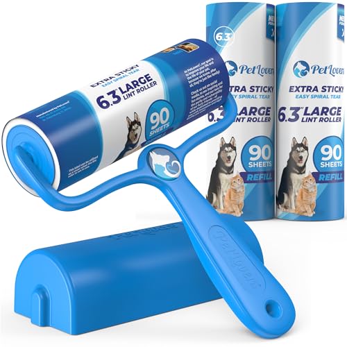 6.3" Large Lint Roller for Pet Hair Extra Sticky 270 Sheets
