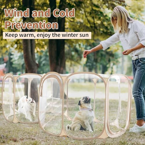 Cold Resistant Cat Playpen PVC Dog Playpen Puppy Playpen (Clear / 83.5"L x 41.4"W x 32.3"H)