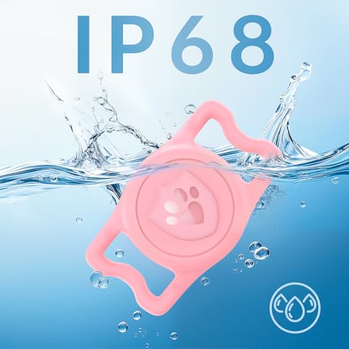 IP68 Waterproof AirTag Holder for Dog Collar (Pink&Purple)