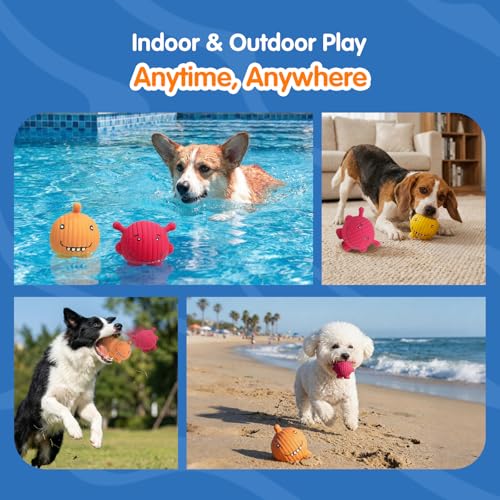 Dog Squeaky Balls Toys Rubber Soft Latex Dog Toys Chewing Squeaky Toy for Puppy Small Medium Pets (smiley face design)
