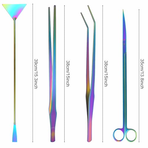 15Inch Extra Long Design Aquarium Aquascaping Tool Kit (Colorful)