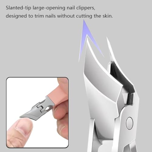 Angled Nail Clippers Pink Eagle Beak Oblique Slanted Curved Thick Professional Nail Clippers for Women Adult Men Ingrown (Classic)