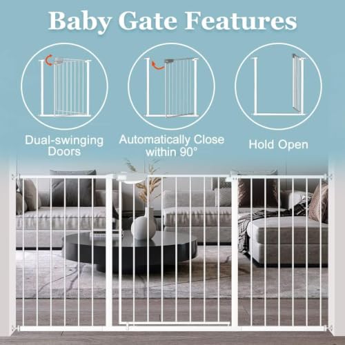 Triple Lock Baby Gate 49.21 (White / 49.21-66.54"/125-169cm)
