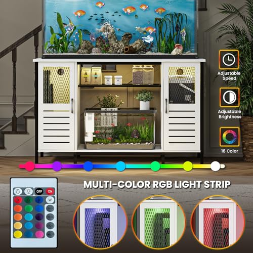 55 75 Gallon Fish Tank Stand with Power Outlets & LED Light