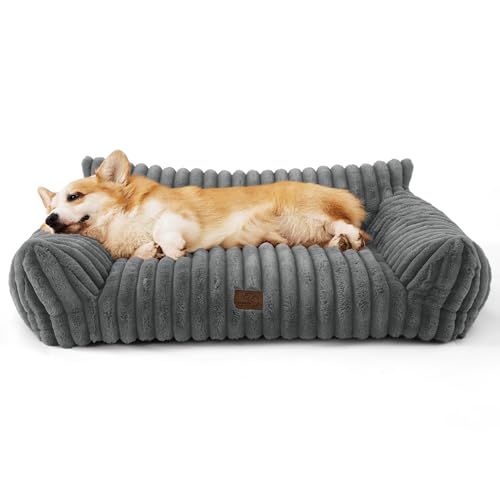 ComfyFleece® Shown on TV Dog Couch for Medium Dogs (36x27x10" / Warm Grey)