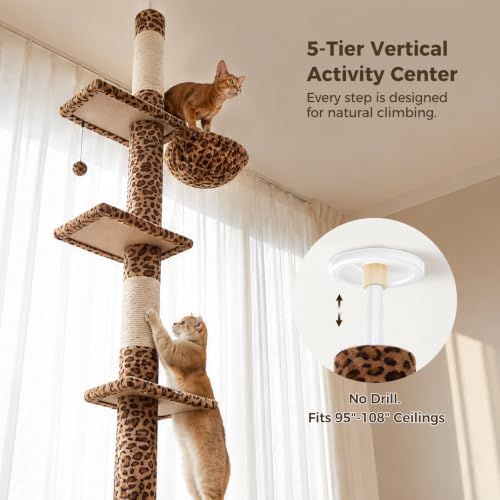Floor to Ceiling Cat Tree (Leopard / Free Stand)