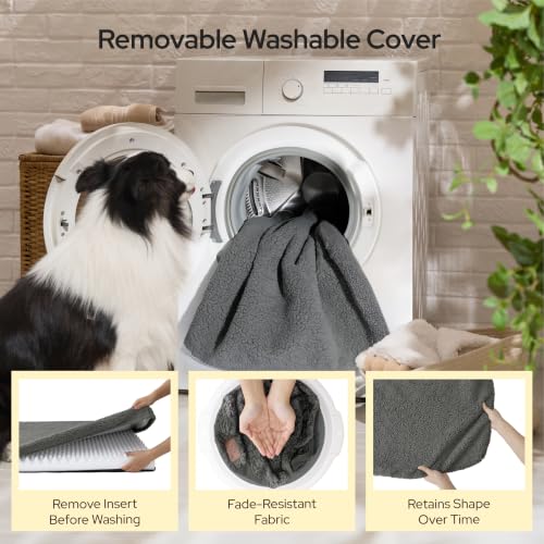 Self Warming Dog Beds Large Sized Dog with Washable Cover (36"L x 27"W x 3"Th / Ashen Grey-Self Warming Version)