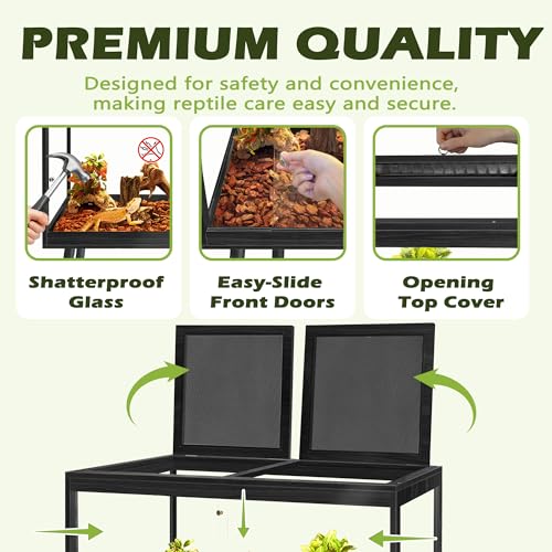 Bearded Dragon Tank with Legs (Black / 26Gallons, 23inch)