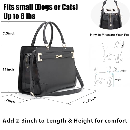 Fashion Pet Carrier Dog Cat Carrier Purse Soft (Black 2)