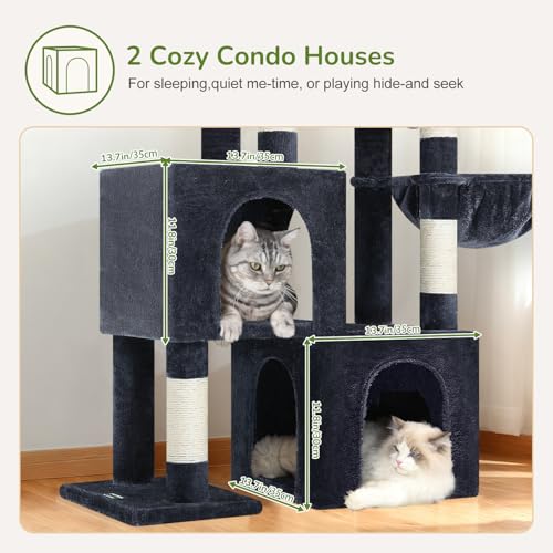 52in Cat Tree Tower for Indoor Cats (Dark Grey / L)