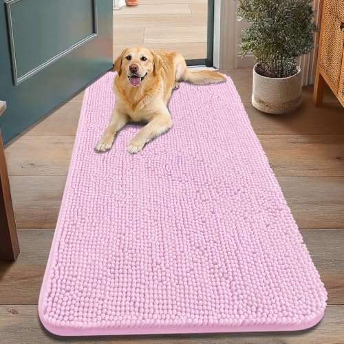 Dog Door Mat for Muddy Paws 48x30 (Pink / 48"X30")