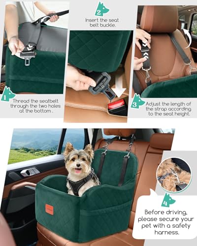 Dog Booster Car Seat for Small (Green / Medium)