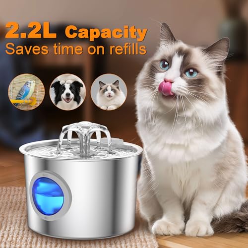 Cat Water Fountain Stainless Steel with 3