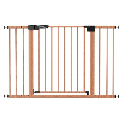 29 48 in Pressure Mounted Baby Gate for Stairs (Brown Wood Pattern / 30"High 29"-48" Wide)