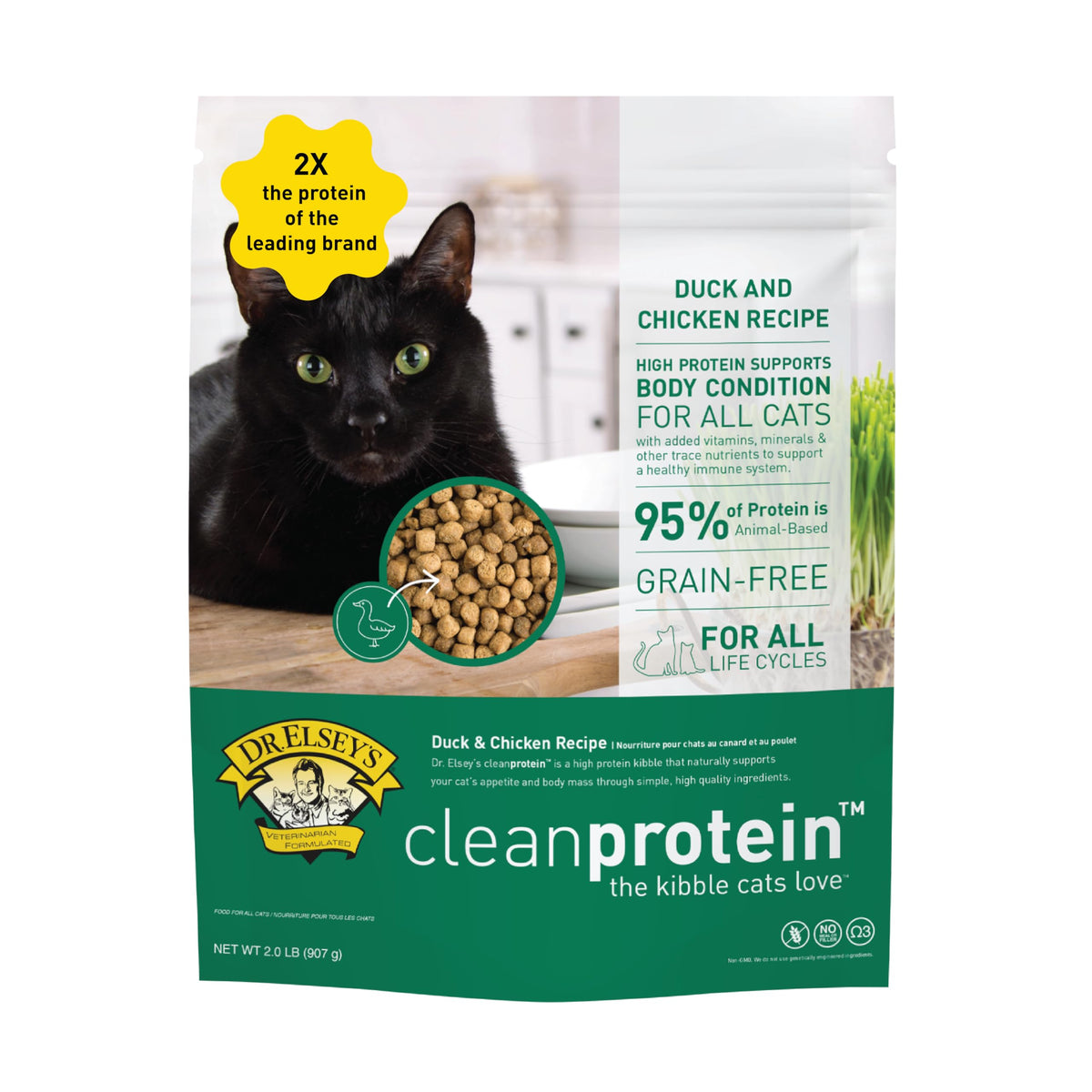 cleanprotein Duck Cat Kibble 2 lb. Bag (2 Pound (Pack of 1))