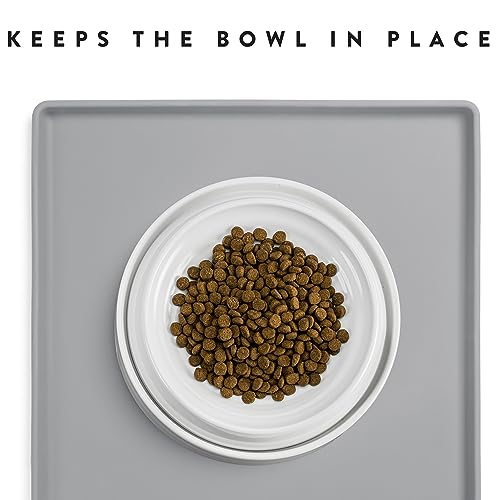 Premium Cat Food Mat (24"L x 14"W / Silver)