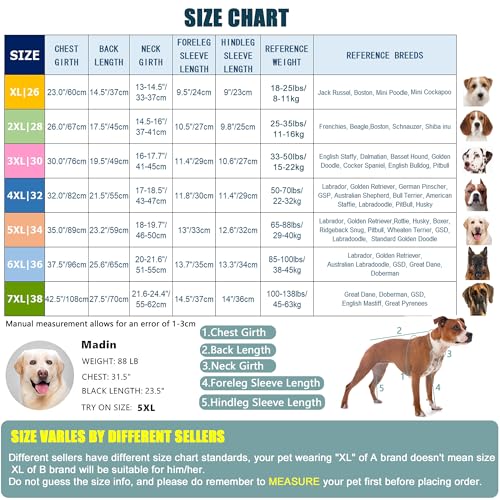 Dog Onesie Surgery Recovery Suit for Large Medium Bodysuit Dogs Pajamas PJS Full Body for Shedding (6X-Large (Pack of 1) / Grey)