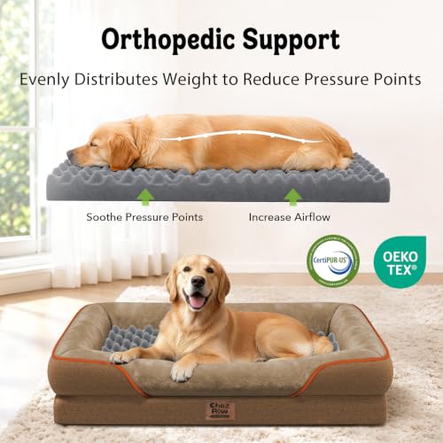 Orthopedic Waterproof Dog Bed for Medium and Large Dogs (Coffee / 36"L x 27"W x 7"Th)