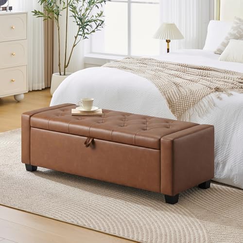 48" Ottoman with Storage (Brown / 19.7"D x 48"W x 16.9"H)