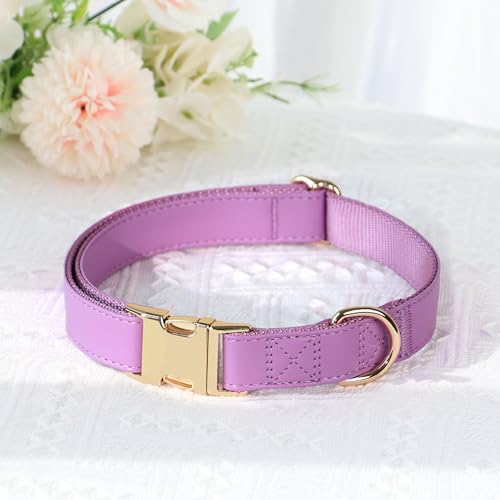 Soft PU Leather Dog Collar (L: Fit 16-27" Neck(55-110 lbs) / Purple)