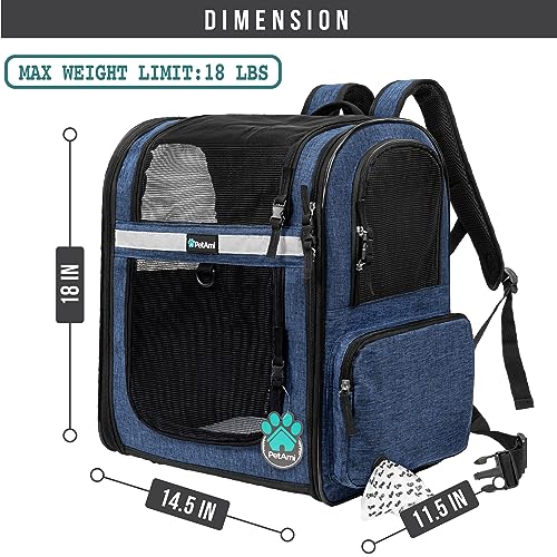 Dog Backpack Carrier for Cats (Navy Blue)