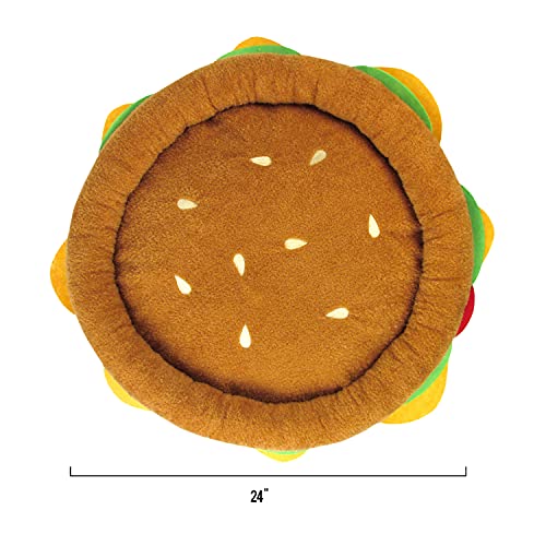 Soft Plush Small Cute and Cozy Food Dog Cat Bed (Burger)