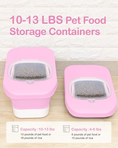 10 13 Lbs Airtight Dog Food Storage Container (Pink/10-13 Lbs)