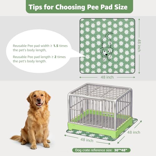 Extra Large Whelping Pad (Green Daisy / 48"x48"(Pack of 2))