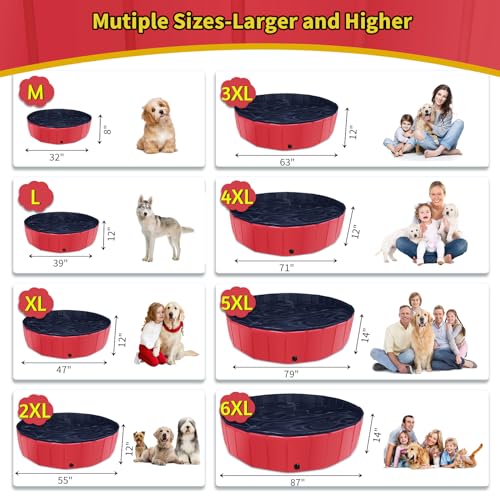 Foldable Dog Pool (39" / Red)