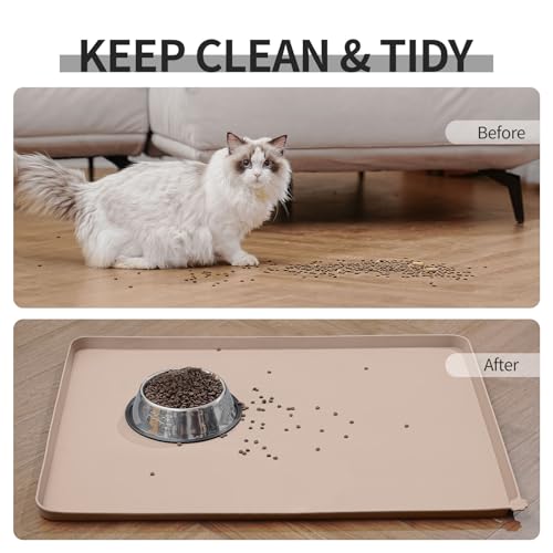Silicone Pet Feeding Mat (Taupe / 24" x 16")