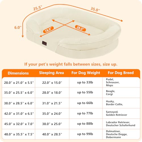 Orthopedic Waterproof Medium Dog Bed Sofa (Beige / Medium(36 x 25.5 x 6 inch))