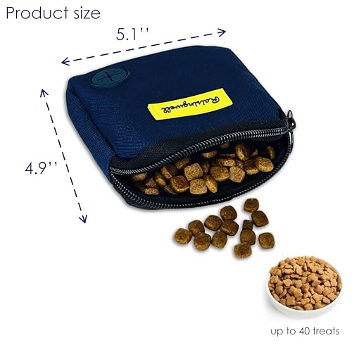 Dog Treat Pouch for Pet Walking and Training with Clicker Poop Bags Small Fanny Zipper Pack Holder for Puppy Snack Dispenser Kit for Leash and Outdoor Use (One Bag / a2.Blue)