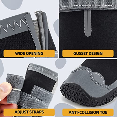 Dog Boots for Large Dogs (Light Black / Width 1.96 Inch)