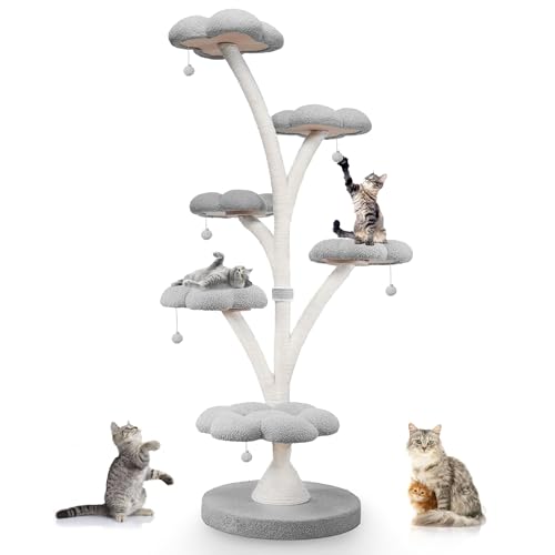 71" Flower Cat Tree (Gray-5 Tiers)