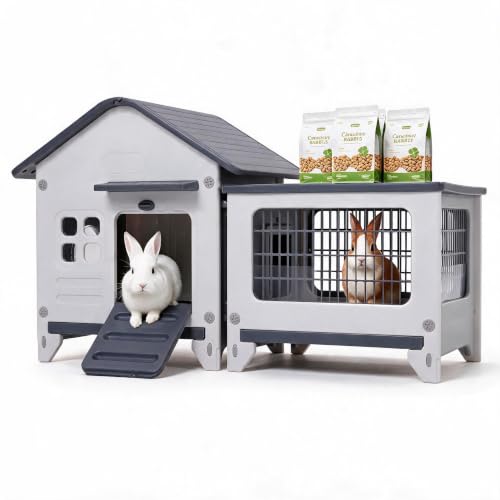 Rabbit Cage Outdoor Indoor (Grey / 42.1" L x 17.7" W x 27.2" H)