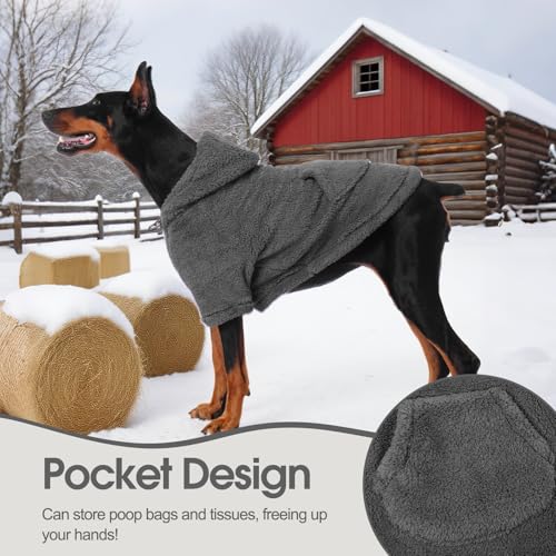 Fuzzy Dog Sweater with Adjustable Hood & Harness Hole (Small / Grey)