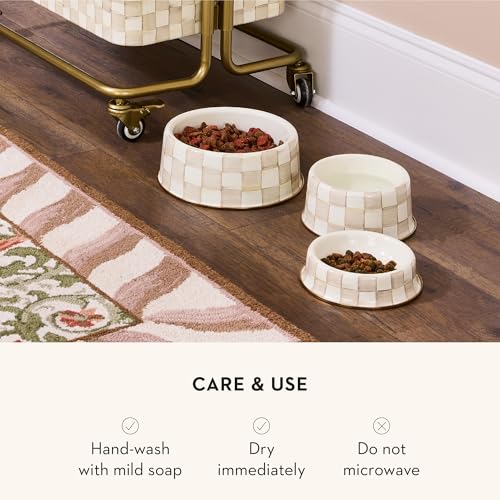 Enamel Pet Dish (Mocha Check / Large)
