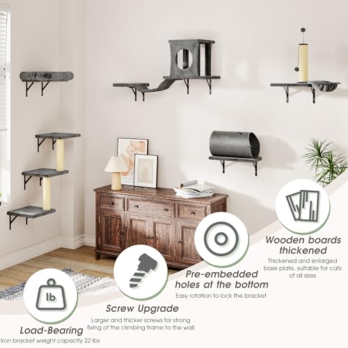 14-in-1 Cat Wall Shelves, Cat Climber Set, Ivory Grey ‌‌ (Ivory Grey ‌‌)