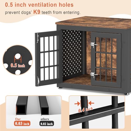 26" Heavy Duty Dog Crate Furniture for Small Dogs (26.0"L x 20.4"W x 21.7"H / Brown)