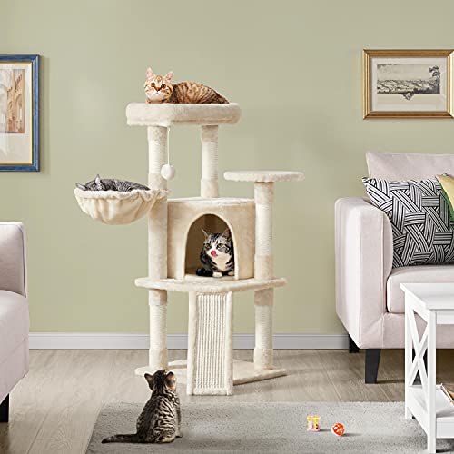 42in Cat Tree Tower for Indoor Cats (Beige)