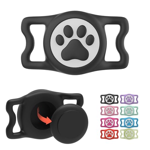 Waterproof Airtag Dog Collar Holder for Apple Air Tag (Black)
