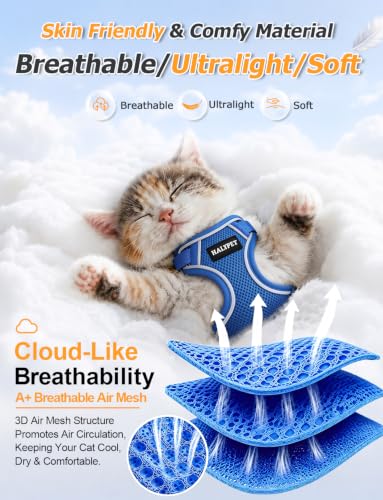 Cat Harness and Leash Set (H600 Pro Blue / Small (7-12lb))