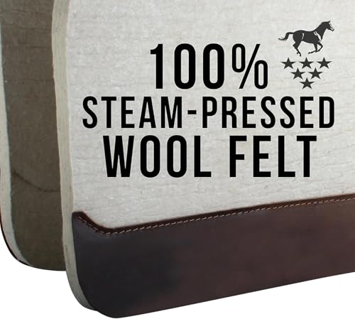 100% Steam Pressed Wool Felt Western Saddle Pad (31" x 32" x 3/4" / Tan)