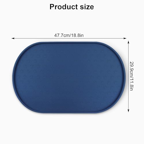 Dog Food Mat Spill (Navy Blue / 19"L x 12"W)