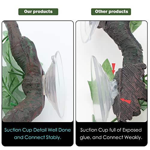 Reptile Corner Branch Terrarium Plant Decoration with Suction Cup for Amphibian Lizard Snake Climbing (Climbing Branch)