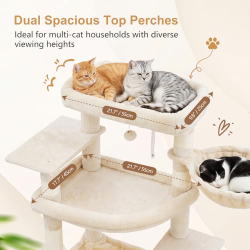 Tall Cat Tree for Large Cat (Beige / 75.2 inch)