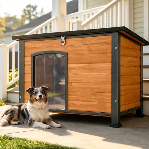 33.5" Weatherproof Outdoor Dog House for Small to Medium Breeds