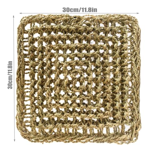 Rabbit Seagrass Activity Mat Bunny Mat Rabbit Enrichment Toys Rabbit Chew Toys for Teeth Seagrass Protector Mat Small Animal Toys for Rabbit Bunny Chinchilla Guinea Pigs Rodent Pets (A)